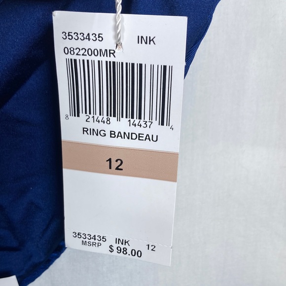 🎄Trina Turk Olympia Ring Ribbed Bandeau Bikini Top & Bottom in Ink Blue Sz 12 - Picture 8 of 13